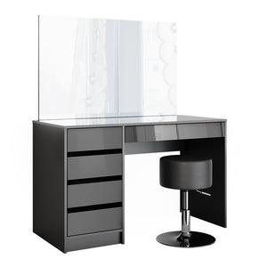 Vicco Tavolo da toeletta Antracite 55 cm con sgabello