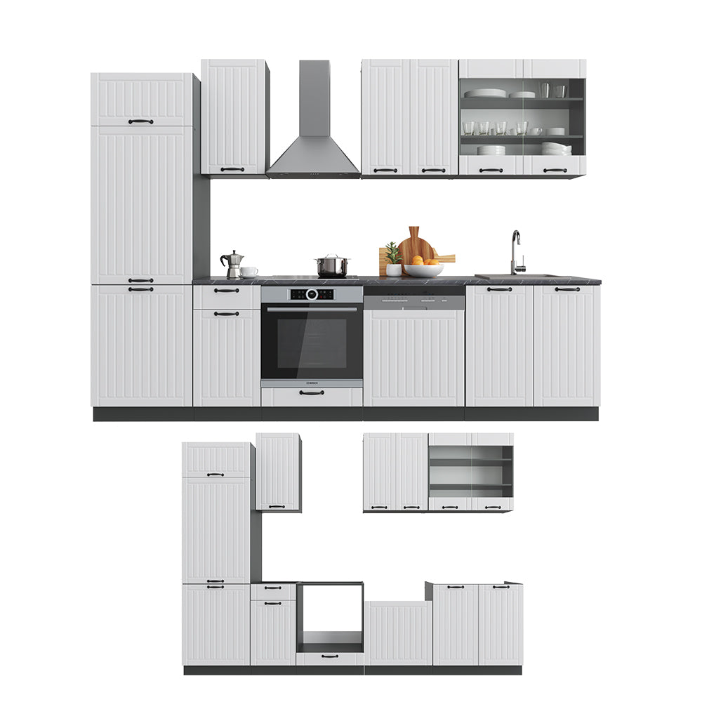 Vicco Cucina componibile Bianco casa di campagna/antracite 300 cm , PL Marmo
