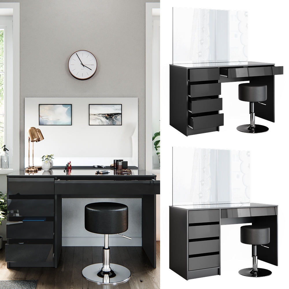 Vicco Tavolo da toeletta Antracite 55 cm con sgabello