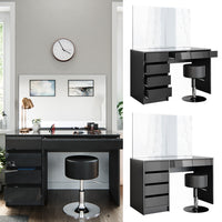 Vicco Tavolo da toeletta Antracite 55 cm con sgabello