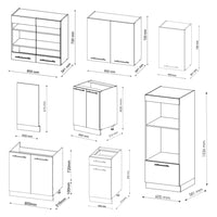 Vicco Cucina componibile Quercia dorata/antracite 300 cm con armadio alto, PL Rovere
