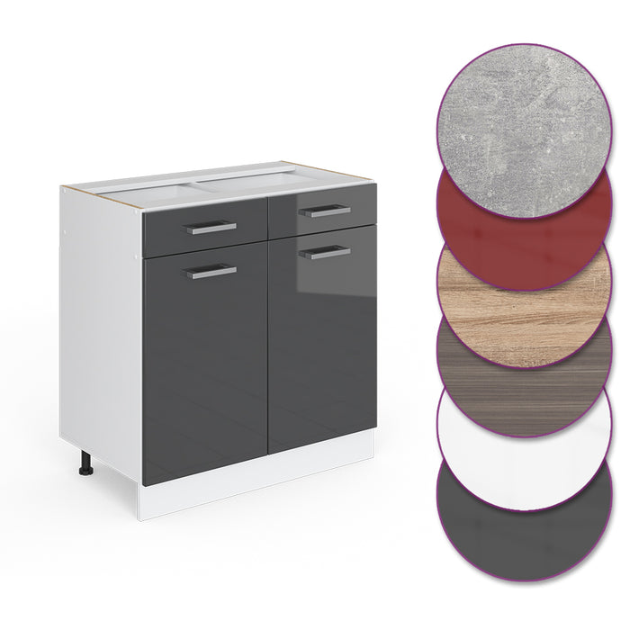 Vicco Mobiletto base per cucina Antracite lucido 80 cm senza piano di lavoro