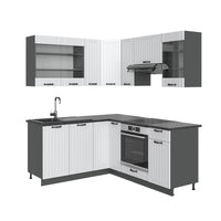 Vicco Cucina angolare completa Bianco casa di campagna/antracite 160 x 190 cm , PL Antracite
