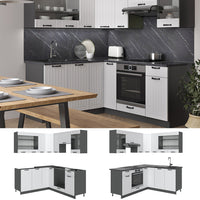Vicco Cucina angolare completa Bianco casa di campagna/antracite 160 x 190 cm , PL Rovere