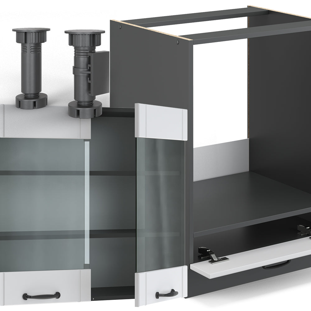 Vicco Cucina angolare completa Bianco casa di campagna/antracite 160 x 60 cm senza piano di lavoro