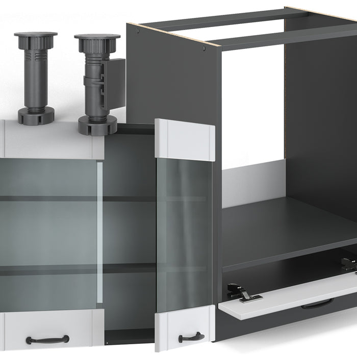 Vicco Cucina angolare completa Bianco casa di campagna/antracite 160 x 190 cm , PL Rovere