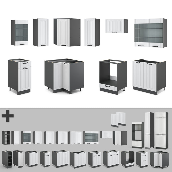 Vicco Cucina angolare completa Bianco casa di campagna/antracite 160 x 190 cm , PL Rovere