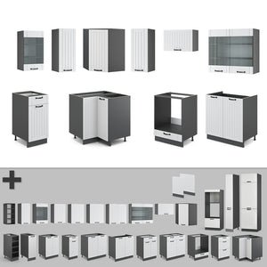 Vicco Cucina angolare completa Bianco casa di campagna/antracite 160 x 190 cm , PL Antracite