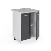 Vicco Base universale Antracite lucido 60 cm con ante, con piano di lavoro