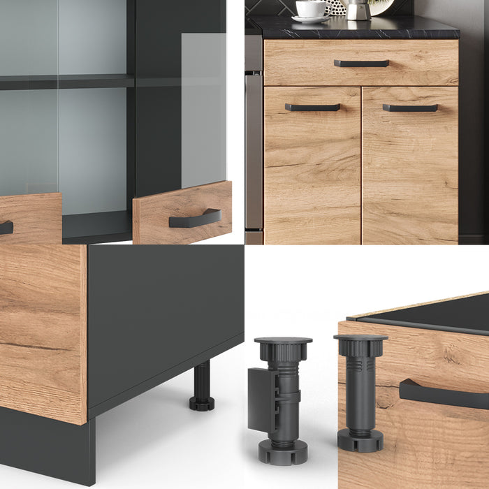 Vicco Cucina componibile Quercia dorata/antracite 200 cm , PL Antracite