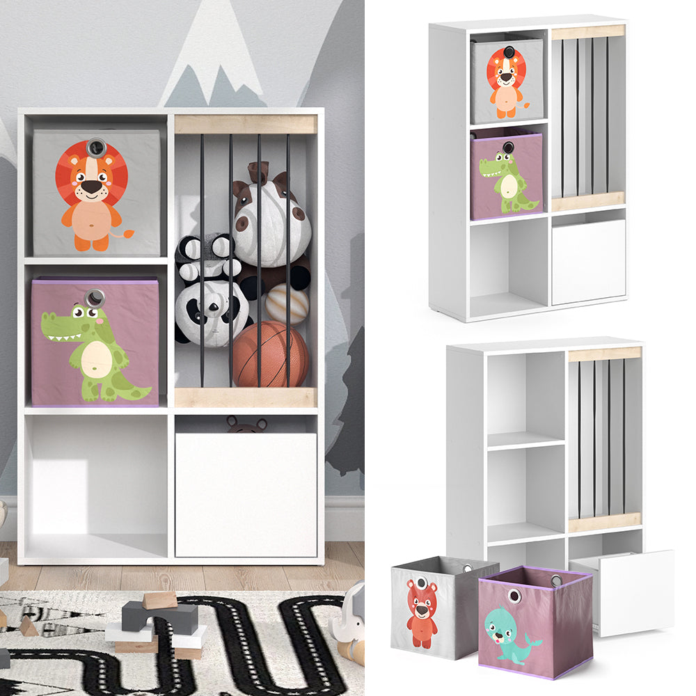 Vicco Libreria bambini Bianco 29.2 x 107.8 cm con 2 scatole pieghevoli opt.3