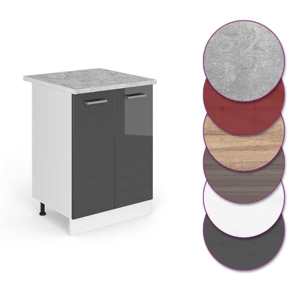 Vicco Mobiletto base cucina Antracite lucido 60 cm , PL Marmo