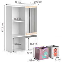 Vicco Libreria bambini Bianco 29.2 x 107.8 cm con 2 scatole pieghevoli opt.3