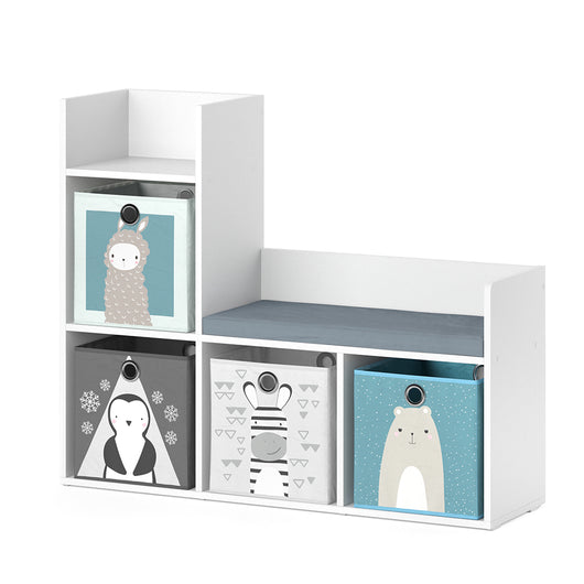 Vicco Scaffale per bambini Bianco 30.9 x 88.6 cm con 2 scatole pieghevoli opt.2