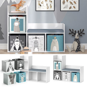 Vicco Scaffale per bambini Bianco 30.9 x 88.6 cm con 2 scatole pieghevoli opt.2