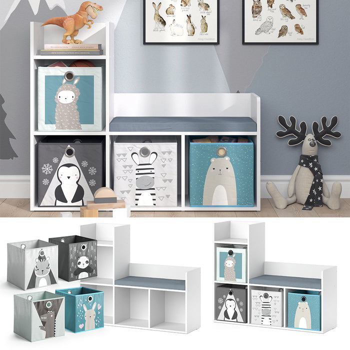Vicco Scaffale per bambini Bianco 30.9 x 88.6 cm con 2 scatole pieghevoli opt.2