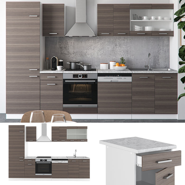 Vicco Cucina componibile Grigio prezioso/bianco 300 cm , PL Marmo