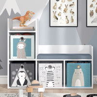 Vicco Scaffale per bambini Bianco 30.9 x 88.6 cm con 2 scatole pieghevoli opt.2