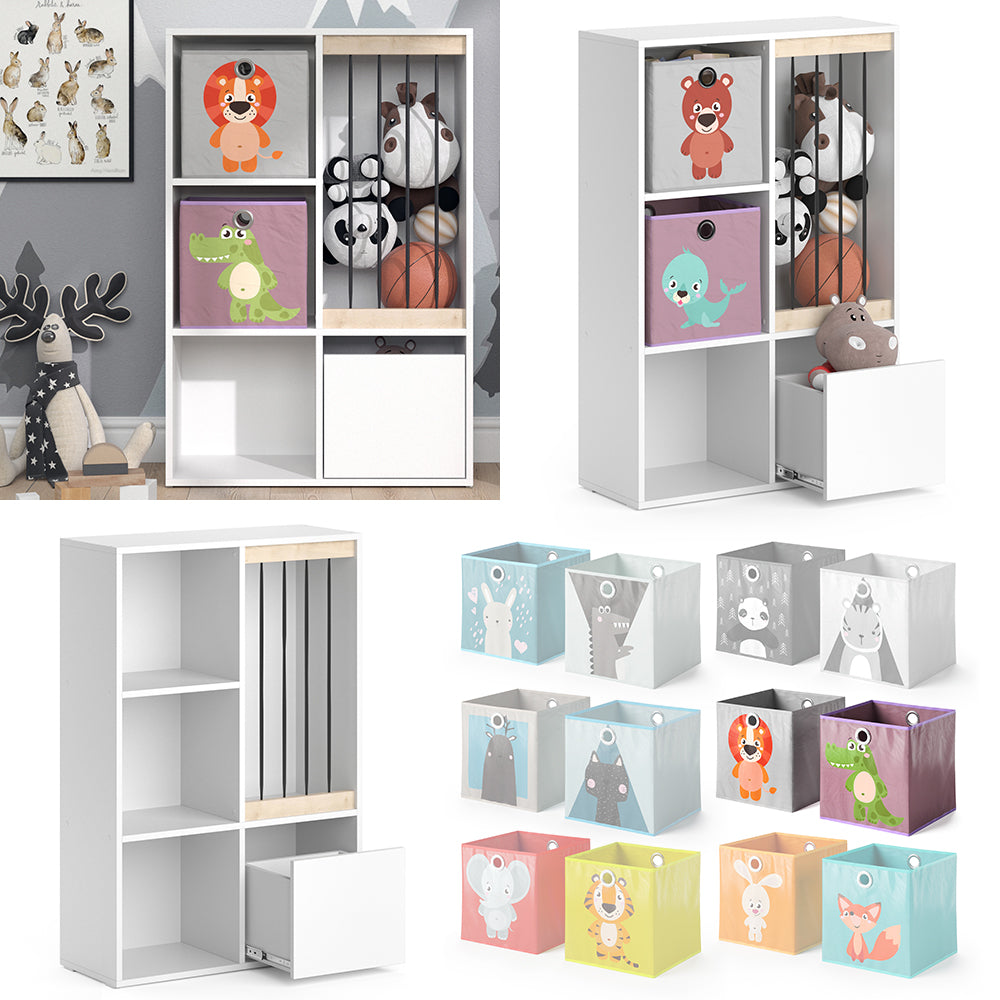 Vicco Libreria bambini Bianco 29.2 x 107.8 cm con 2 scatole pieghevoli opt.3