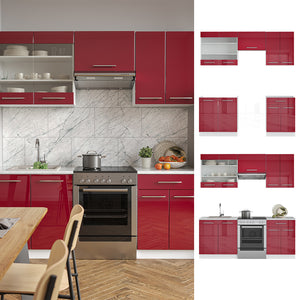 Vicco Cucina componibile Bordeaux lucido/bianco 200 cm , PL Marmo