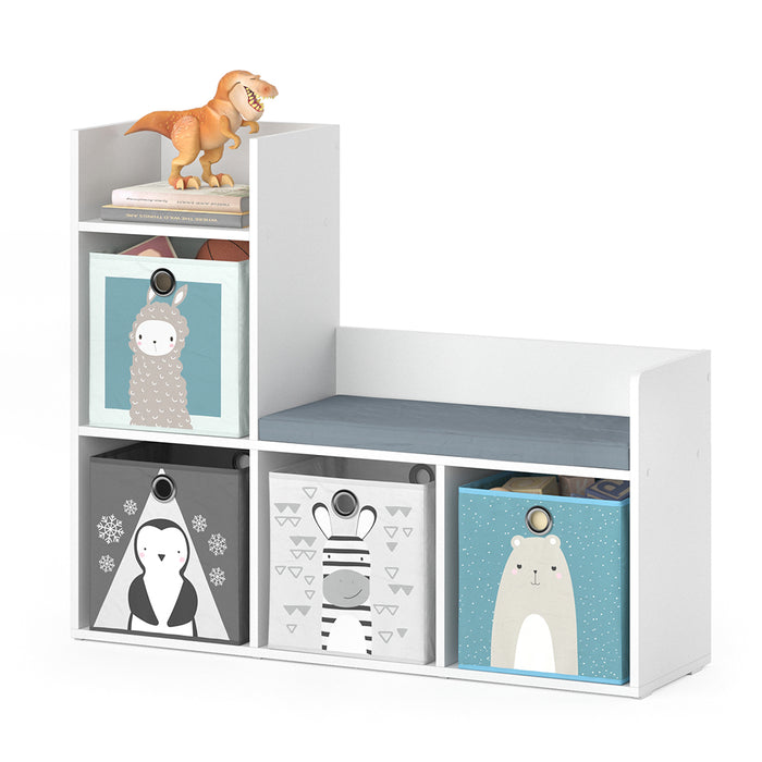 Vicco Scaffale per bambini Bianco 30.9 x 88.6 cm con 2 scatole pieghevoli opt.2