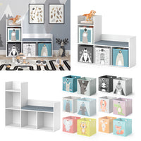 Vicco Scaffale per bambini Bianco 30.9 x 88.6 cm con 2 scatole pieghevoli opt.2