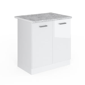 Vicco Mobile lavello cucina Bianco lucido 80 cm , PL Marmo