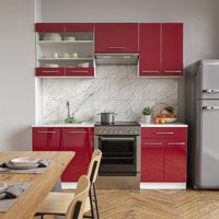 Vicco Cucina componibile Bordeaux lucido/bianco 200 cm , PL Marmo