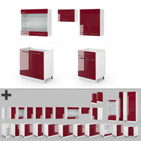 Vicco Cucina componibile Bordeaux lucido/bianco 200 cm , PL Marmo