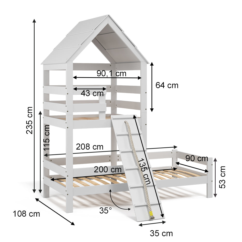 Vitalispa Letto montessori bambini Bianco 90x200 cm con materasso