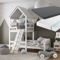 Vitalispa Letto montessori bambini Bianco 90x200 cm con 2 materassi