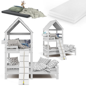 Vitalispa Letto montessori bambini Bianco 90x200 cm con 2 materassi