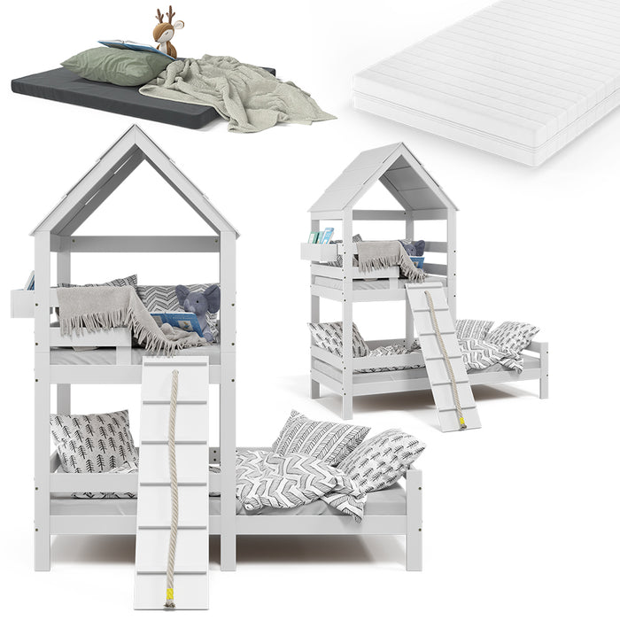 Vitalispa Letto montessori bambini Bianco 90x200 cm con 2 materassi