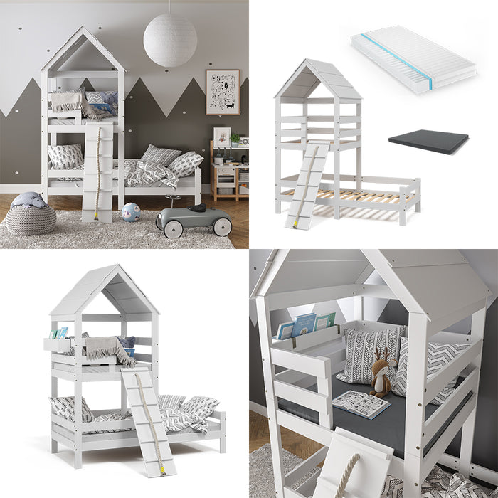 Vitalispa Letto montessori bambini Bianco 90x200 cm con 2 materassi