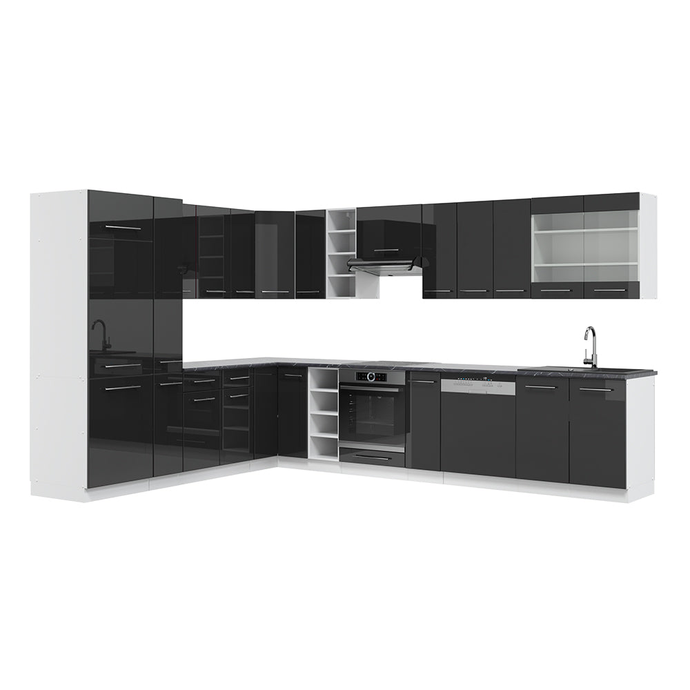 Vicco Cucina angolare completa Antracite lucido/bianco 347 x 257 cm , PL Antracite