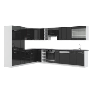 Vicco Cucina angolare completa Antracite lucido/bianco 347 x 257 cm , PL Antracite