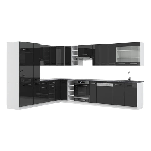 Vicco Cucina angolare completa Antracite lucido/bianco 347 x 257 cm , PL Antracite