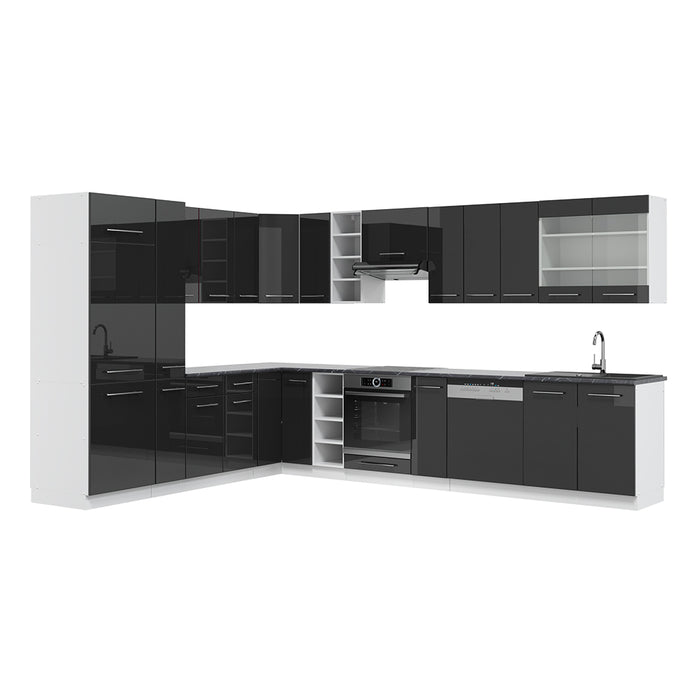 Vicco Cucina angolare completa Antracite lucido/bianco 347 x 257 cm , PL Antracite