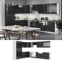 Vicco Cucina angolare completa Antracite lucido/bianco 347 x 257 cm , PL Rovere