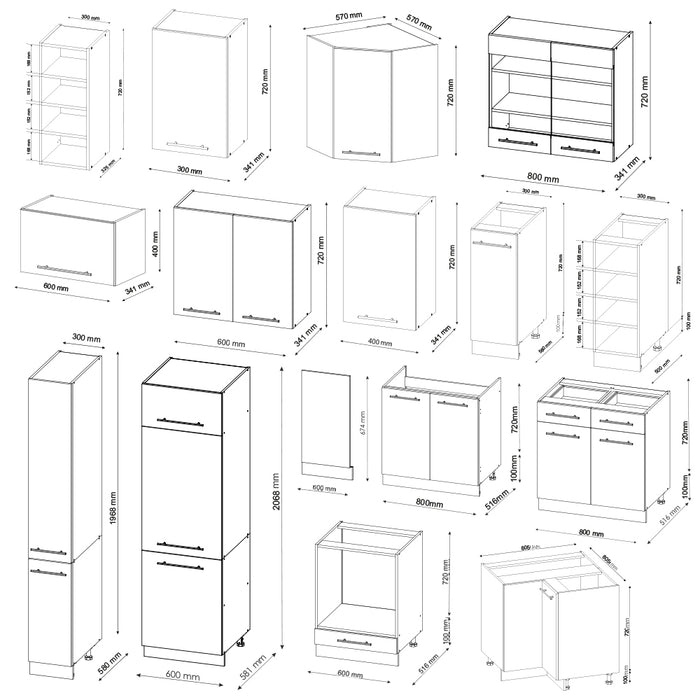 Vicco Cucina angolare completa Verde-oro Country House/Antracite 347 x 257 cm , PL Antracite