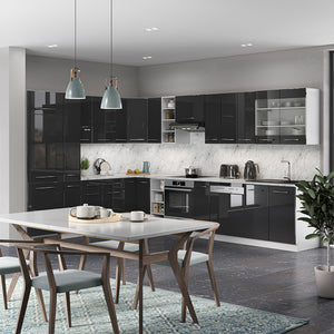 Vicco Cucina angolare completa Antracite lucido/bianco 347 x 257 cm , PL Antracite