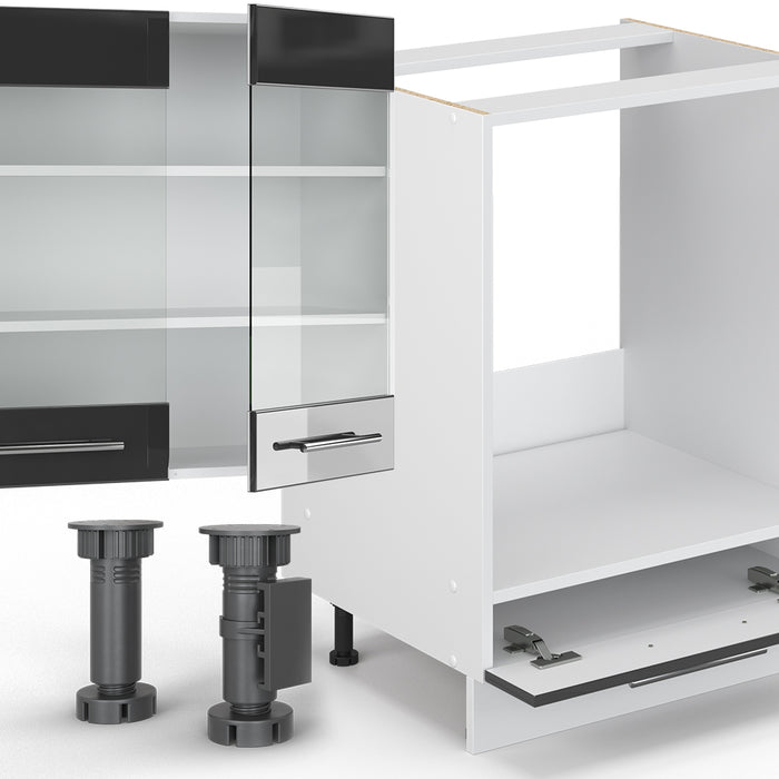 Vicco Cucina angolare completa Antracite lucido/bianco 347 x 257 cm , PL Marmo