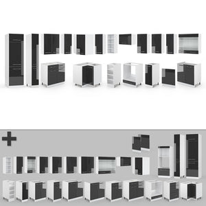 Vicco Cucina angolare completa Antracite lucido/bianco 347 x 257 cm , PL Marmo