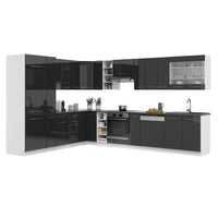 Vicco Cucina angolare completa Antracite lucido/bianco 347 x 257 cm , PL Rovere