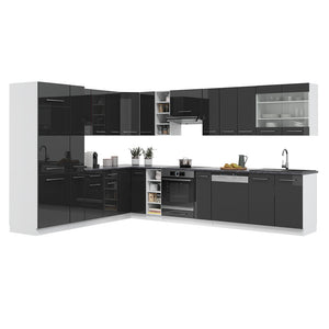 Vicco Cucina angolare completa Antracite lucido/bianco 347 x 257 cm , PL Rovere