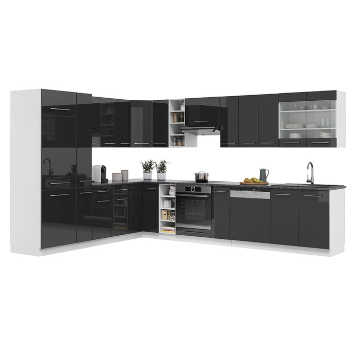 Vicco Cucina angolare completa Antracite lucido/bianco 347 x 257 cm , PL Antracite