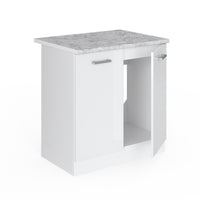 Vicco Mobile lavello cucina Bianco lucido 80 cm , PL Marmo