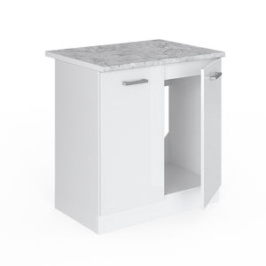 Vicco Mobile lavello cucina Bianco lucido 80 cm , PL Marmo