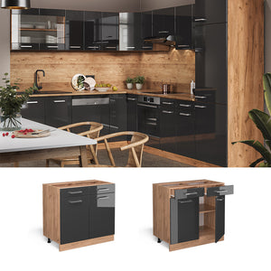 Vicco Mobiletto base per cucina Antracite lucido 80 cm PL Marmo