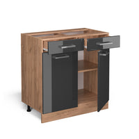 Vicco Mobiletto base per cucina Antracite lucido 80 cm senza piano di lavoro